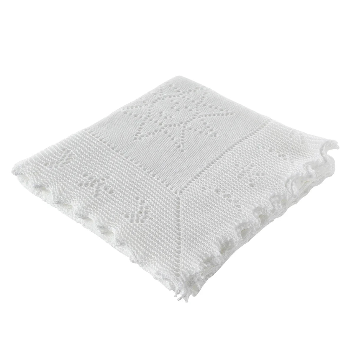 G. H. Hurt & Son  Stars and Moon Cotton Baby Shawl - White