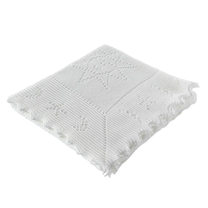 G. H. Hurt & Son  Stars and Moon Cotton Baby Shawl - White