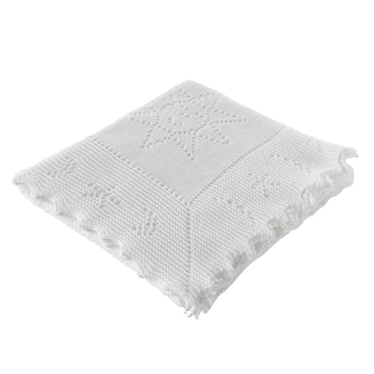 G. H. Hurt & Son  Stars and Moon Cotton Baby Shawl - White