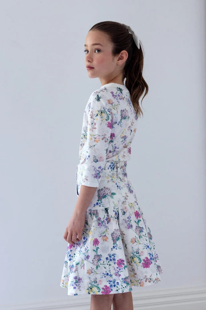 Steph  Garden Print Denim Skirt