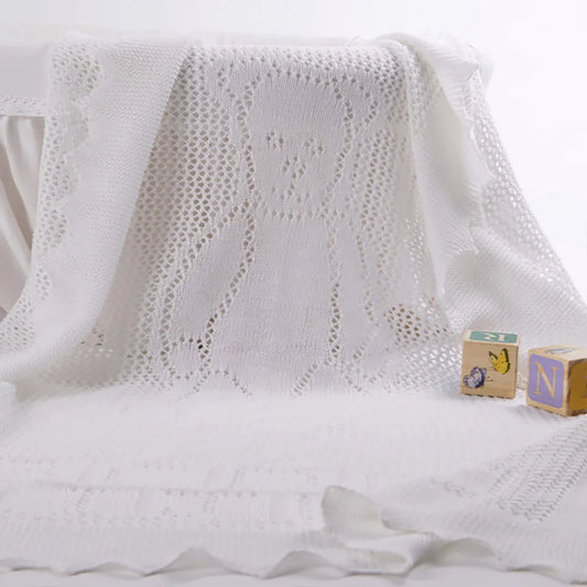 G. H. Hurt & Son Teddy Alphabet Baby Shawl - White