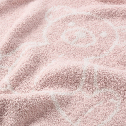 Teddy Bear Feather Knit Baby Blanket - Pink