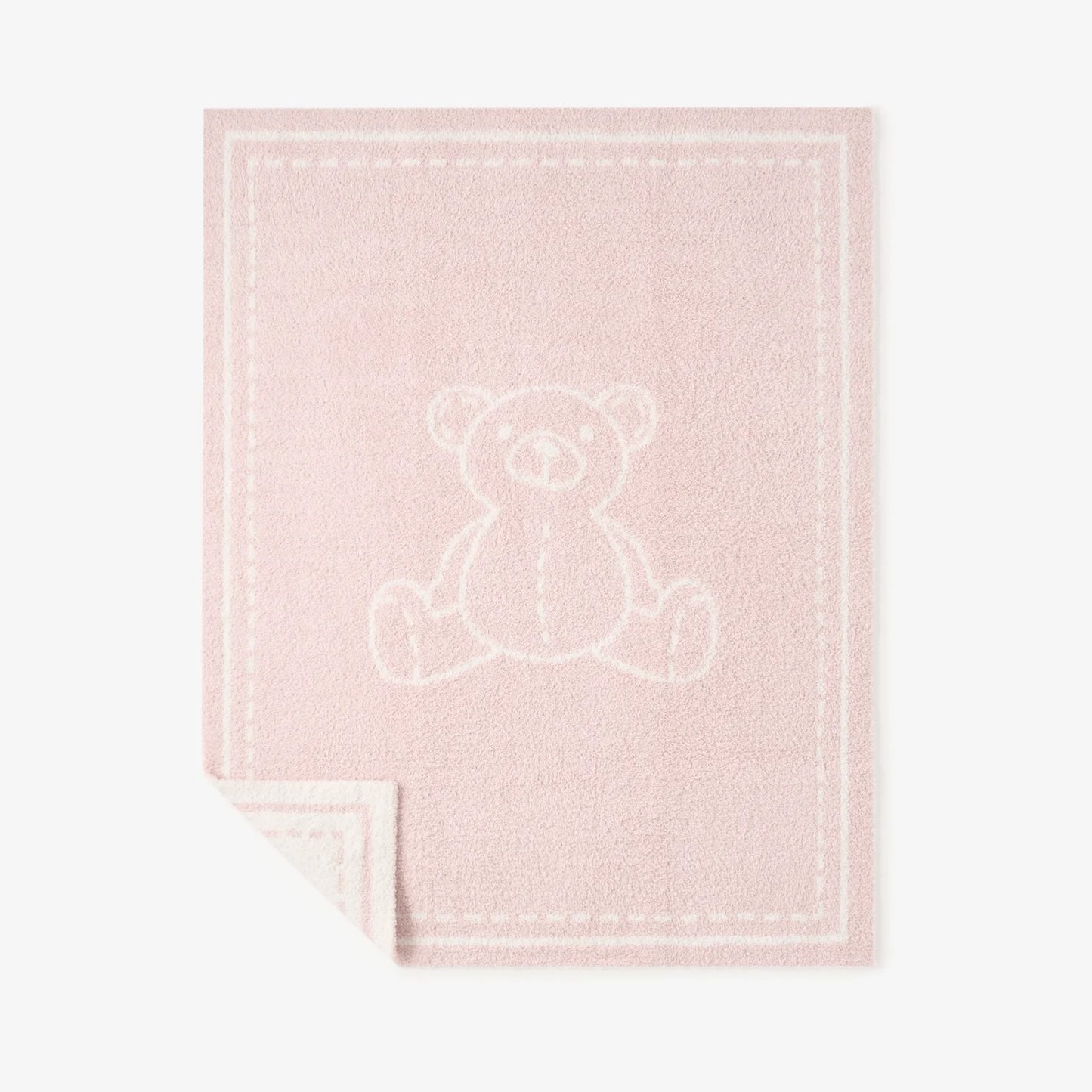 Teddy Bear Feather Knit Baby Blanket - Pink